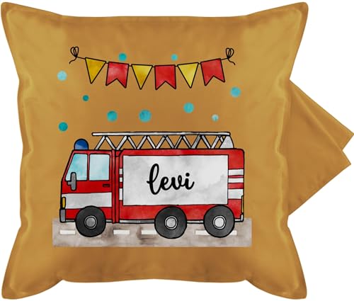 Kissenbezug - Feuerwehr - Feuerwehrauto - Geschenk - 50 x 50 cm - Gelb - Kissen und personalisierte feuerwehrgeschenk Girlande bezug kinderzimmer personalisiertes freiwillige Kind kissenhülle Name von Geschenk mit Namen personalisiert by Shirtracer