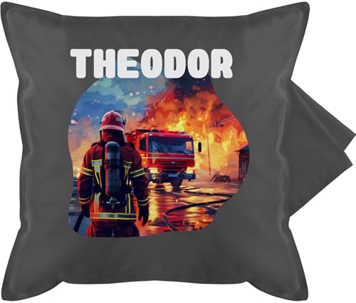 Kissenbezug - Feuerwehrmann mit Name | Personalisierte Feuerwehr Geschenke - 50 x 50 cm - Grau - Kissen feuerwehrkissen Feuerwehrauto Polster personalisiertes jugendfeuerwehr und feuerwehrgeschenk von Geschenk mit Namen personalisiert by Shirtracer