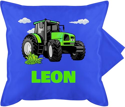 Kissenbezug - Geschenk Traktor mit Name personalisiert I Trecker Fan I Zugmaschine I Bulldog I Schlepper - 50 x 50 cm - Blau - Kissen personalisiertes Landwirtschaft sitzkissen traktormotiv Bauer von Geschenk mit Namen personalisiert by Shirtracer