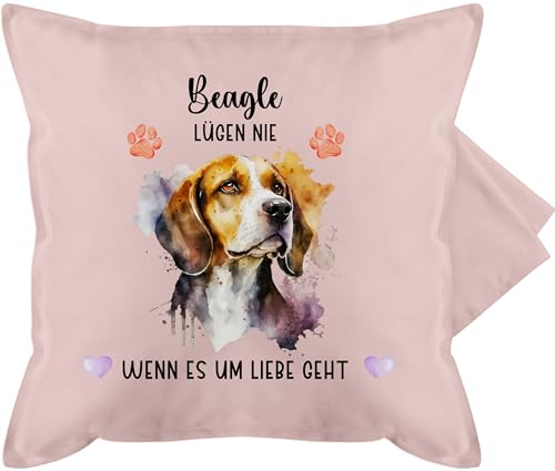 Kissenbezug - Hunde - Beagle - Geschenk Hundebesitzern - 50 x 50 cm - Hellrosa - Hund Kissen personalisierte hundemotiven Sofa hundemotive Hunde. Dog hundespruch Hundebesitzer und hundemotiv von Geschenk mit Namen personalisiert by Shirtracer