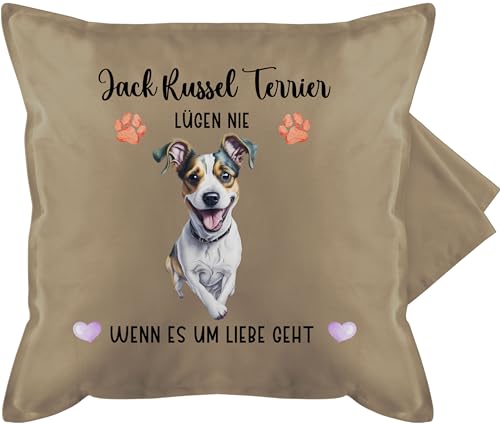 Kissenbezug - Hunde - Jack Russel - Geschenk Hundebesitzern - 50 x 50 cm - Beige - Hund Kissen personalisierte und Sofa Hundebesitzer hundemotiv personalisiertes Hunden Name selbst Design eigenem von Geschenk mit Namen personalisiert by Shirtracer