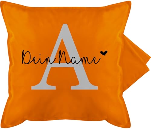 Kissenbezug - Initialen - Buchstabe Name anpassbar Herzchen I Geschenk Anfangsbuchstabe mit Name - 50 x 50 cm - Orange - buchstabenkissen a namenskissen Buchstaben anfangsbuchstaben kuschelkissen von Geschenk mit Namen personalisiert by Shirtracer
