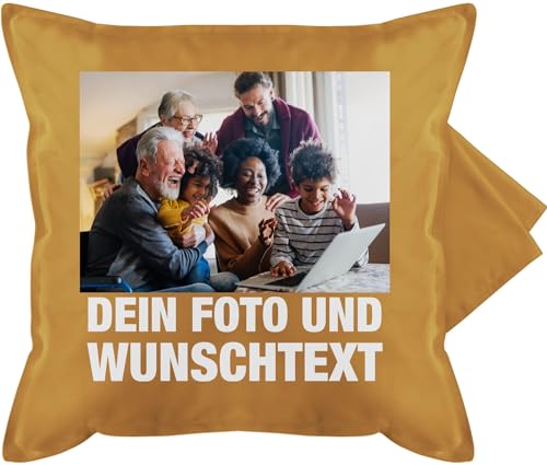 Kissenbezug - Mit Bild eigenem Foto Name Text Wunschtext - 50 x 50 cm - Gelb - gestalten Kissen Bedrucken zum selber Machen selbst eigenen bildern kopfkissen namens kissenbezüge eigener Druck von Geschenk mit Namen personalisiert by Shirtracer