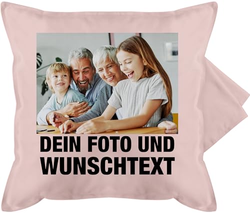 Kissenbezug - Mit Foto eigenem Bild Text Name Wunschtext - 50 x 50 cm - Hellrosa - kissenbezüge selber gestalten personalisierte eigenen Kissen fotopolster Bedrucken und Baumwolle muttertagskissen von Geschenk mit Namen personalisiert by Shirtracer