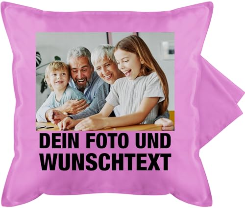 Kissenbezug - Mit Foto eigenem Bild Text Name Wunschtext - 50 x 50 cm - Pink - Kissen Bedrucken Lassen Kissen+personalisiert Personalisieren anpassen individuell personalisiertes selbst gestaltet von Geschenk mit Namen personalisiert by Shirtracer