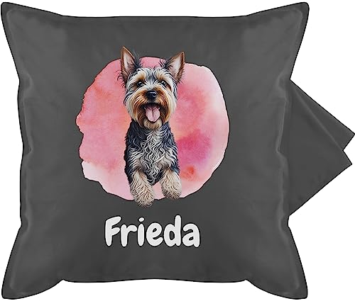 Kissenbezug - Hunde - Yorkshire Terrier - Hundebesitzern Geschenk - 50 x 50 cm - Grau - personalisiertes Kissen Hund Hundebesitzer Sofa personalisierte hundemotiv Kissen+hundemotiv Hunden von Geschenk mit Namen personalisiert by Shirtracer