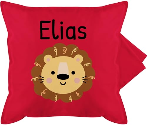 Kissenbezug - Löwen - Süßer Löwe - Kindergarten Kita - 50 x 50 cm - Rot - löwenmähne Kinder Kissen personalisiertes Name Tieren gurli Leo Bruder kindergartentag Kind personalisierte Lion von Geschenk mit Namen personalisiert by Shirtracer