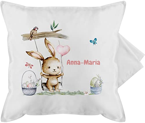 Kissenbezug - Ostern Deko - Hase Süß Kinder - 50 x 50 cm - Weiß - Scribble kissenbezüge Happy Easter Name Geschenke Osterhase Oster personalisierte ostergeschenke Gifts Kissen osterngeschenke von Geschenk mit Namen personalisiert by Shirtracer