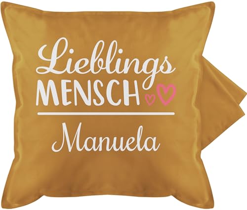 Kissenbezug - Partnerin Kissen - Geschenk Lieblingsmensch mit Namen - 50 x 50 cm - Gelb - Liebe Partner kissenhülle für persönliches Geschenke von Geschenk mit Namen personalisiert by Shirtracer