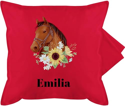 Kissenbezug - Pferd - Pferde Mädchen Geschenk I Pferdekopf - 50 x 50 cm - Rot - pferdekissen Reiter kuschelkissen Kissen pferdemotiv pferdeliebhaber kissenhülle Name reiterzubehör kopfkissen von Geschenk mit Namen personalisiert by Shirtracer
