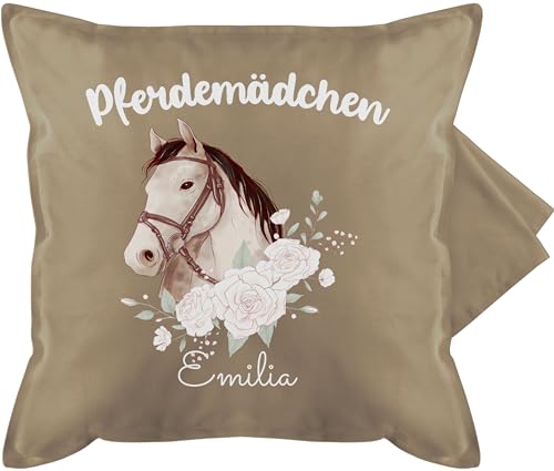 Kissenbezug - Pferd Pferde - Pferdemädchen II - 50 x 50 cm - Beige - pferdezubehör Name pferdekissen Horse mädchen Kissen pferden reiterzubehör pferdefan Geschenke für reiterinnen REIT Sachen von Geschenk mit Namen personalisiert by Shirtracer