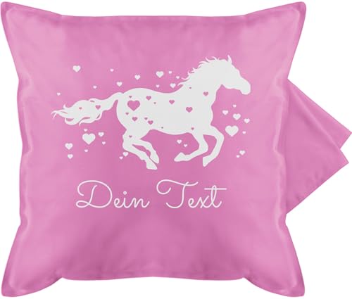 Kissenbezug - Pferde - Pferd Dein Name Wunschtext Text - 50 x 50 cm - Pink - kissenhülle pferdekissen reiter voltigier kuschelkissen kissen mädchen pferdeliebhaber pferdemotiv kopfkissen von Geschenk mit Namen personalisiert by Shirtracer