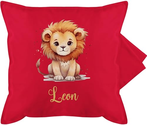 Kissenbezug - Süßer Löwe mit Name personalisiert I Löwen Geschenk I Zootiere I König der Tiere I LEU - 50 x 50 cm - Rot - Kissen personalisierte löwenmotiv Leon Kind Tier personalisierter Kissenbezug - Süßer Löwe mit Name personalisiert I Löwen Geschenk I Zootiere I König der Tiere I LEU - 50 x 50 cm - Rot - Kissen personalisierte löwenmotiv Leon Kind Tier personalisierter von Geschenk mit Namen personalisiert by Shirtracer