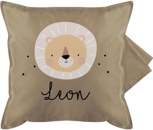 Kissenbezug - Süßes Löwenmotiv Löwe Löwen König der Tiere - 50 x 50 cm - Beige - Kissen Lion Leon kisse Kind Leo personalisierte Tier personalisiertes Name süßer wunschtext und von Geschenk mit Namen personalisiert by Shirtracer