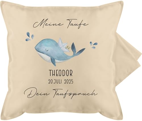 Kissenbezug - Taufe - Tauf Geschenk mit Name und Datum | Taufgeschenke | Wal | Personalisiert mit Taufspruch - 50 x 50 cm - Beige Natur - taufkissen konfirmation Taufe Kissen Kommunion Geschenke Kissenbezug - Taufe - Tauf Geschenk mit Name und Datum | Taufgeschenke | Wal | Personalisiert mit Taufspruch - 50 x 50 cm - Beige Natur - taufkissen konfirmation Taufe Kissen Kommunion Geschenke von Geschenk mit Namen personalisiert by Shirtracer