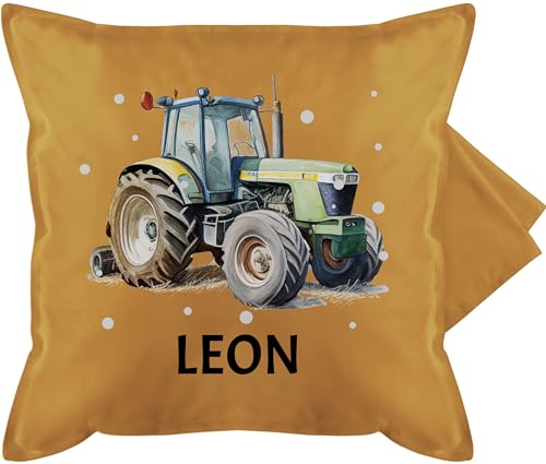 Kissenbezug - Traktor - Trecker Name - 50 x 50 cm - Gelb - Kissen Baumwolle traktormotiv personalisiertes traktorfahrer und Bauern schlepper Landwirtschaft Bulldog Traktor, Tractors Traktoren Bauer von Geschenk mit Namen personalisiert by Shirtracer