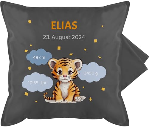 Kissenbezug - Zur - Geschenk Geburtsdaten Geschenke Geburt Daten - 50 x 50 cm - Grau - personalisierter neugeborenes Baby Kissen neugeborenen Neugeborene personalisierte babygeschenke von Geschenk mit Namen personalisiert by Shirtracer