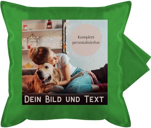 Kissenbezug - eigenem - Foto Bild Geschenk I Dein Bild und Text - 50 x 50 cm - Grün - fotopolster Kissen zum selber designen selbst drucken Photo sofakissen photokissen fotokissen personalisiertes von Geschenk mit Namen personalisiert by Shirtracer