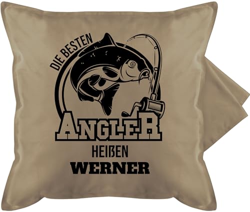 Kissenbezug - Angeln - Angler Geschenk - 50 x 50 cm - Beige - personalisierte Angel Geschenke Name Kissen fischen angelzubehör Fisch Geschenk+für+Angler Sachen von Geschenk mit Namen personalisiert by Shirtracer