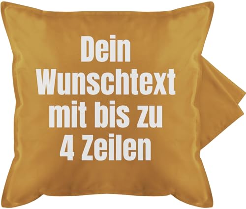 Kissenbezug - Aufdruck selbst gestalten - Wunschtext - 50 x 50 cm - Gelb - Text eigenem Schriftzug selber beschriften Bedrucken Lassen eigener Druck eigene Schrift Personalised Name schreiben von Geschenk mit Namen personalisiert by Shirtracer