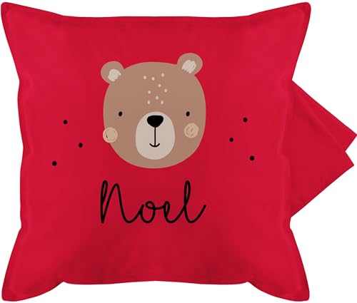 Kissenbezug - Süßer Bär Bären Bärenmotiv Bear - 50 x 50 cm - Rot - Teddy Name kissenhülle bärchen Geschenke Kind und personalisierte von Geschenk mit Namen personalisiert by Shirtracer