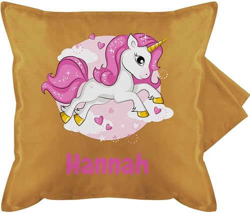 Kissenbezug - Einhorn Name - Unicorn Einhörner - 50 x 50 cm - Gelb - und Cushion kinderkissen personalisierte Kissen Geschenke personalisiertes Motiv Sachen personalisierung personalisierter von Geschenk mit Namen personalisiert by Shirtracer