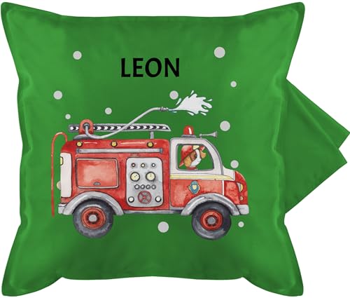 Kissenbezug - Feuerwehr Auto Feuerwehrauto 112 Fire Truck Löschfahrzeug - 50 x 50 cm - Grün - personalisiertes Kissen personalisierte feuerwehrgeschenk und für Kind Name Feuerwehr+Kissen von Geschenk mit Namen personalisiert by Shirtracer