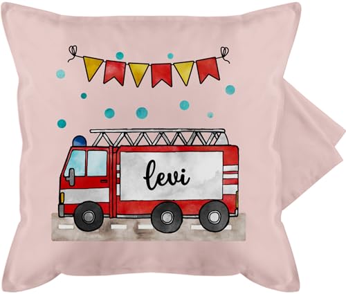 Kissenbezug - Feuerwehr - Feuerwehrauto - Geschenk - 50 x 50 cm - Hellrosa - Kissen feuerwehrgeschenk Name bezug und personalisierte Feuerwehrfrau Girlande kissenbezüge feuerwehrmann von Geschenk mit Namen personalisiert by Shirtracer