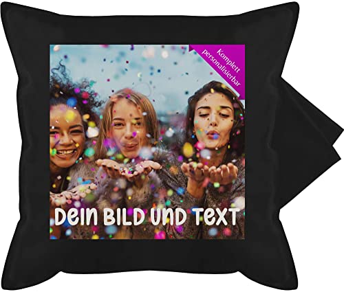 Kissenbezug - Foto eigenem Bild - Fotogeschenk - 50 x 50 cm - Schwarz - fotokissen selbst gestalten selber bedrucken kissen bilder drucker lassen baumwolle fotogeschenke individuell bildern von Geschenk mit Namen personalisiert by Shirtracer