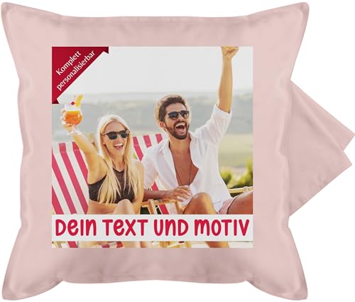 Kissenbezug - Bild - Eigenem Foto Geschenk - 50 x 50 cm - Hellrosa - Kissen zum selber designen selbst drucken kopfkissen fotokissen personalisiertes kissenhülle muttertagskissen personalisierte von Geschenk mit Namen personalisiert by Shirtracer