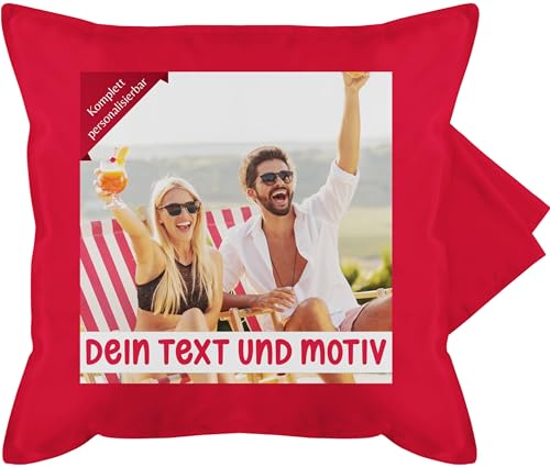 Kissenbezug - Bild - Eigenem Foto Geschenk - 50 x 50 cm - Rot - Kissen Bedrucken zum selber Machen Name und Bedruckt auf EIN drucken Lassen Vatertagsgeschenk Text von Geschenk mit Namen personalisiert by Shirtracer