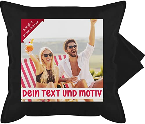 Kissenbezug - Bild - Eigenem Foto Geschenk - 50 x 50 cm - Schwarz - kissenbezüge selber gestalten Bedrucken Kissen Bilder drucker Lassen personalisierte fotogeschenke individuell personalisierbarer von Geschenk mit Namen personalisiert by Shirtracer