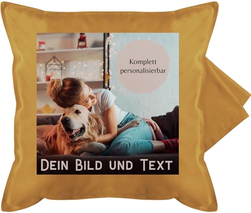 Kissenbezug - eigenem - Foto Bild Geschenk - 50 x 50 cm - Gelb - Kissen Bedrucken Bilder drucker Lassen Text zum selber personalisierbarer Custom selbst gestalten namens kopfkissen eigenen bildern von Geschenk mit Namen personalisiert by Shirtracer