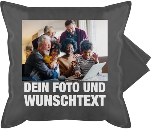 Kissenbezug - Mit Bild eigenem Foto Name Text Wunschtext - 50 x 50 cm - Grau - kissenbezüge selber gestalten Bedrucken selbst photokissen personalisierter Kissen fotogeschenke Lassen drucken Dein von Geschenk mit Namen personalisiert by Shirtracer