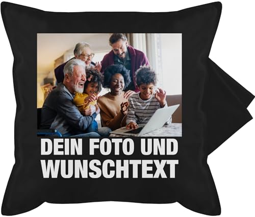 Kissenbezug - Mit Bild eigenem Foto Name Text Wunschtext - 50 x 50 cm - Schwarz - selber gestalten Kissen Bedrucken Bilder drucker Lassen Dein fotogeschenke individuell Baumwolle eigenen Druck von Geschenk mit Namen personalisiert by Shirtracer