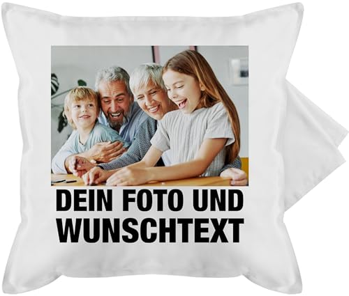 Kissenbezug - Mit Foto eigenem Bild Text Name Wunschtext - 50 x 50 cm - Weiß - selber Bedrucken fotokissen selbst gestalten Bilder drucker Lassen Kissen eigenen Druck bildern von Geschenk mit Namen personalisiert by Shirtracer