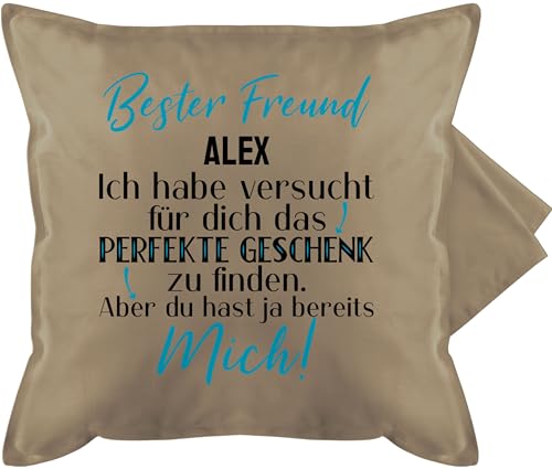 Kissenbezug - Bester Freund - Best Friend Freunde Kumpel - 50 x 50 cm - Beige - name geburtstagsgeschenk für ein guten friends beste sehr guter kumpels buddy coolen sprüchen von Geschenk mit Namen personalisiert by Shirtracer