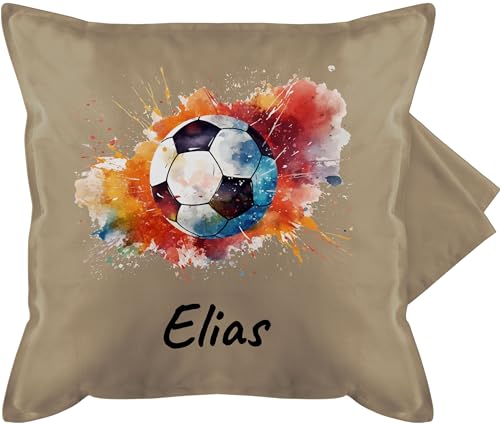 Kissenbezug - Fußball Fußballer Fußballfan Fußballerin Geschenk - 50 x 50 cm - Beige - Geschenke Fussball Fussballer fussballfan für Fussballfans fußballmotiv Name personalisierte von Geschenk mit Namen personalisiert by Shirtracer