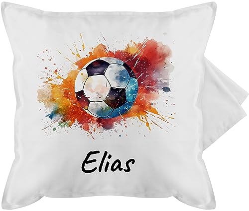 Kissenbezug - Fußball Fußballer Fußballfan Fußballerin Geschenk - 50 x 50 cm - Weiß - personalisierte Fussball Fussballer Geschenke Name eigenem und personalisiertes für fusball Kind Text von Geschenk mit Namen personalisiert by Shirtracer