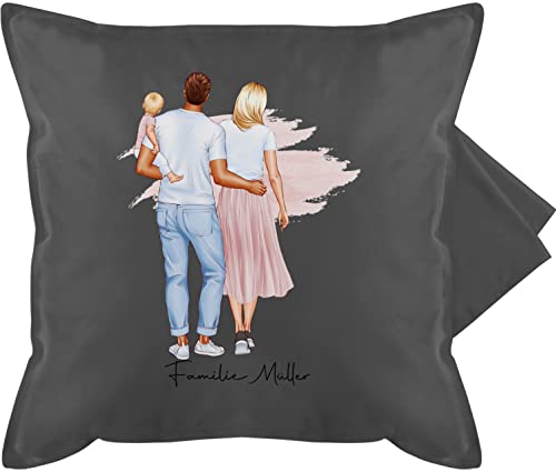 Kissenbezug - zum Vatertag - Familie Mutter Vater Baby Kinder - 50 x 50 cm - Grau - Geschenke für Mama Kind Kissen personalisierte muttertagsgeschenke personalisiertes mütter Mutti väter Papa... von Geschenk mit Namen personalisiert by Shirtracer