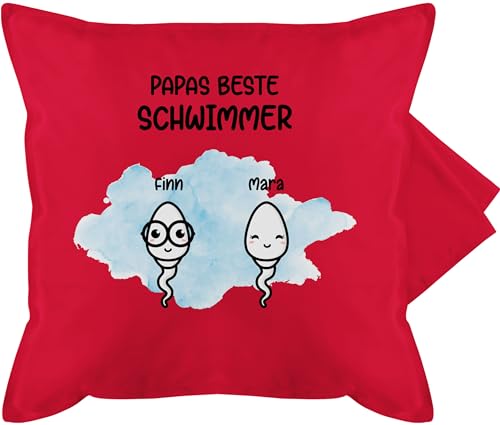 Kissenbezug - zum Vatertag - Papas Beste Schwimmer - Geschenke Männer Vater Witzig Väter Lustig - 50 x 50 cm - Rot - personalisierte Papa für Geschenkidee Name von Geschenke+Fuer+Papa von Geschenk mit Namen personalisiert by Shirtracer