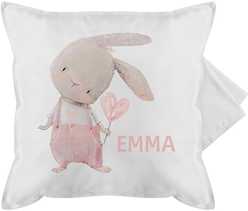 Kissenbezug - Mädchen Hase Rabbit Häschen Langohr Süße Hasen - 50 x 50 cm - Weiß - kissen osterhase süß kissenhülle bunny kissenhüllen hasenmotiv ostern oster hasenliebhaber osterhasen von Geschenk mit Namen personalisiert by Shirtracer