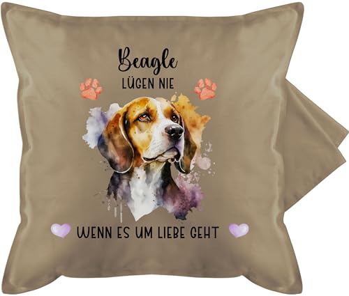 Kissenbezug - Hunde - Beagle - Geschenk Hundebesitzern - 50 x 50 cm - Beige - personalisierte Hund Kissen Hundebesitzer Hunden Name personalisiertes selbst Design hundemotiv Kissen+hundemotiv Hunde. von Geschenk mit Namen personalisiert by Shirtracer