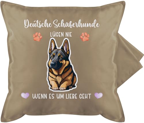 Kissenbezug - Hunde - Deutsche Schäferhund - Geschenk Hundebesitzern - 50 x 50 cm - Beige - personalisierte Kissen Hund Hunden Sofa hundemotiven Kissen+hundemotiv hundemotive tiermotive Hunde. Dog von Geschenk mit Namen personalisiert by Shirtracer