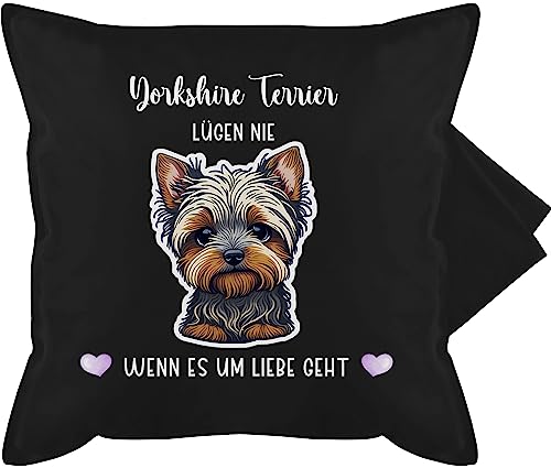 Kissenbezug - Hunde - Yorkshire Terrier - Geschenk Hundebesitzern - 50 x 50 cm - Schwarz - Kissen+hundemotiv Hund selbst Design Kissen personalisierte Hunden Sofa personalisiertes hundemotiv von Geschenk mit Namen personalisiert by Shirtracer