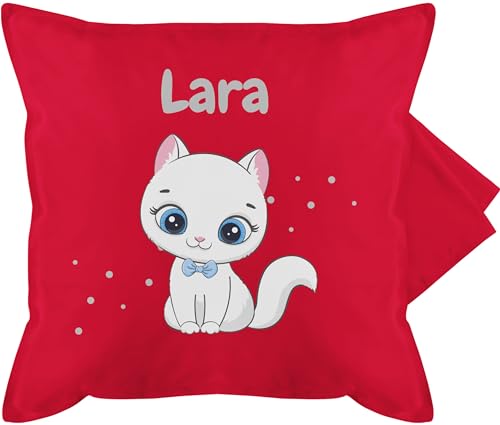 Kissenbezug - Süße Katze Katzen Katzenmotiv Cat Cats - 50 x 50 cm - Rot - für katzenbesitzerin katzenliebhaberin kissenhülle katzenmotiven namens Druck und personalisierte Name eine Geschenke von Geschenk mit Namen personalisiert by Shirtracer