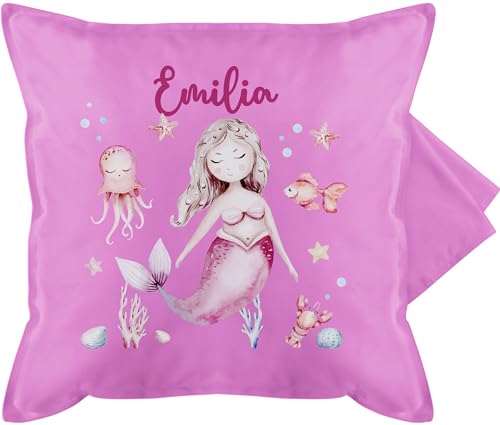 Kissenbezug - Meerjungfrau Nymphe Nixe - 50 x 50 cm - Pink - Meerjungfrauen Kissen personalisierte Nymph mädchen und eigenem von Geschenk mit Namen personalisiert by Shirtracer