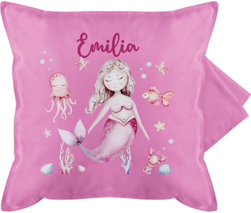 Kissenbezug - Meerjungfrau Nymphe Nixe - 50 x 50 cm - Pink - Meerjungfrauen Kissen personalisierte Nymph mädchen und eigenem von Geschenk mit Namen personalisiert by Shirtracer