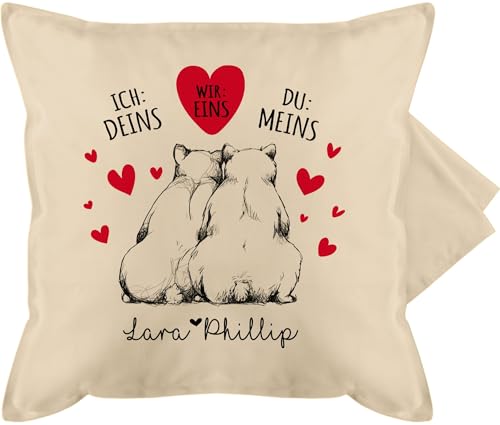 Kissenbezug - Partner Kissen Ideen - Ich Deins Du Meins - Bären - 50 x 50 cm - Beige Natur - für den paarkissen valentinstag wir eins bezug bist love pillow liebeserklärung liebe dich Kissenbezug - Partner Kissen Ideen - Ich Deins Du Meins - Bären - 50 x 50 cm - Beige Natur - für den paarkissen valentinstag wir eins bezug bist love pillow liebeserklärung liebe dich von Geschenk mit Namen personalisiert by Shirtracer