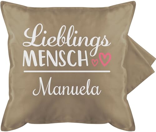 Kissenbezug - Partnerin Kissen - Geschenk Lieblingsmensch mit Namen - 50 x 50 cm - Beige - Liebe Partner kissenhülle Geschenke persönliches für von Geschenk mit Namen personalisiert by Shirtracer